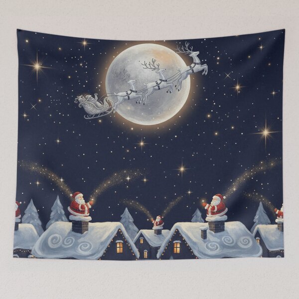 Item preview, Santa & Reindeer Christmas Eve Watercolor Pattern designed and sold by skysshobu.