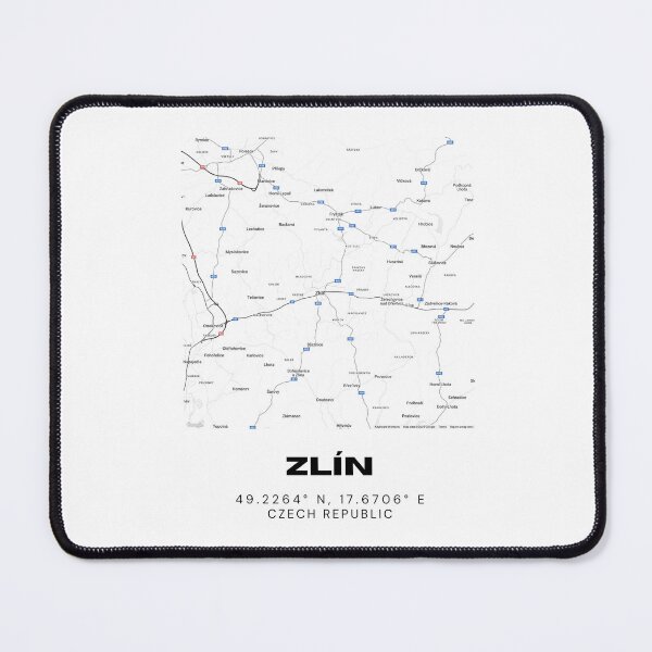 Item preview, Zlín Minimalist City Map – Black and White Czech Republic Print designed and sold by RM-Journey.