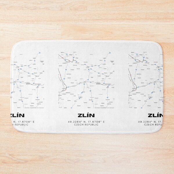 Item preview, Zlín Minimalist City Map – Black and White Czech Republic Print designed and sold by RM-Journey.