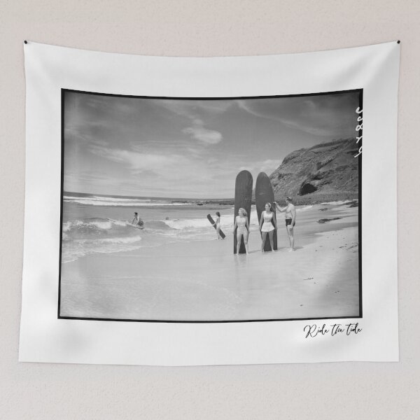 Item preview, Ride the Tide - Beach Vintage Black& White Photography designed and sold by Mantra Mama.