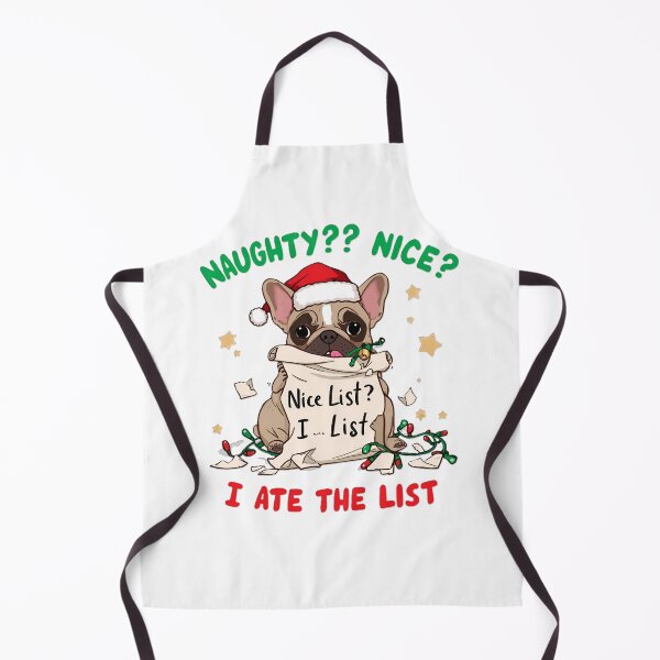 Item preview, Naughty? Nice? I ate the list. Frenchie in Santa hat eating Santa's naughty list designed and sold by VS Creations.