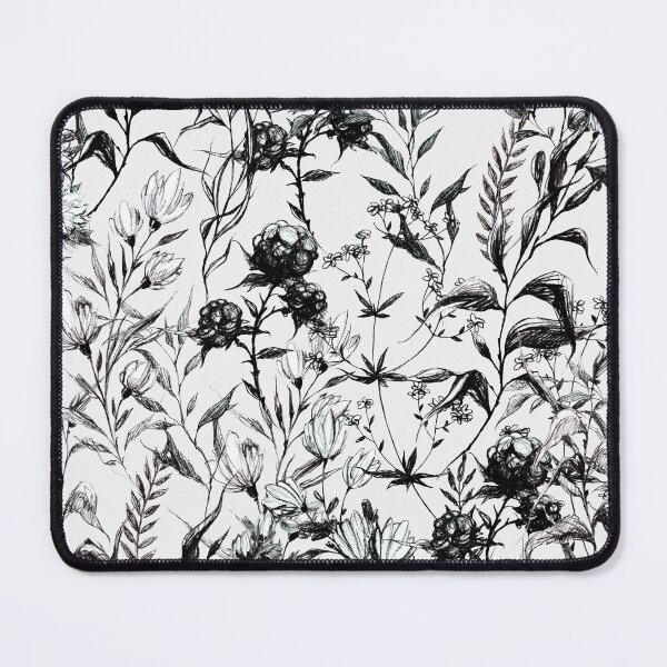 Item preview, Black and white botanical illustration – Hand-drawn flowers and leaves designed and sold by flowerwitch93.