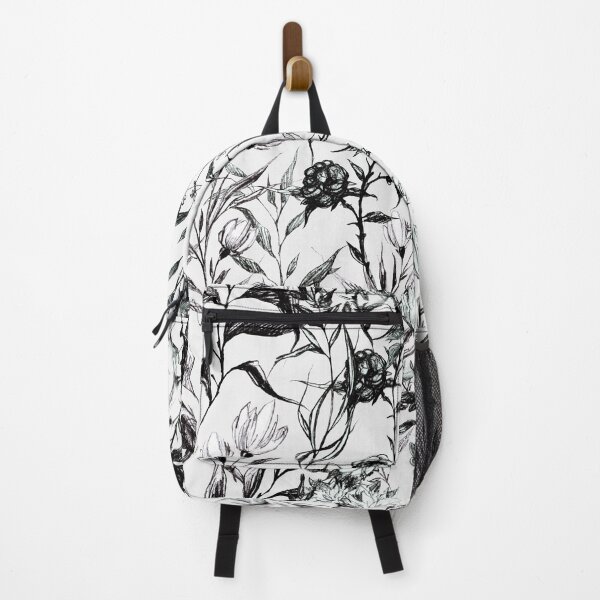 Item preview, Black and white botanical illustration – Hand-drawn flowers and leaves designed and sold by flowerwitch93.