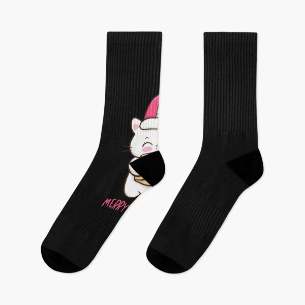 Artikelvorschau, Kawaii Weihnachtskatze Einhorn mit Weihnachtsmütze und Lichtern entworfen und verkauft von MOHITSALVI.