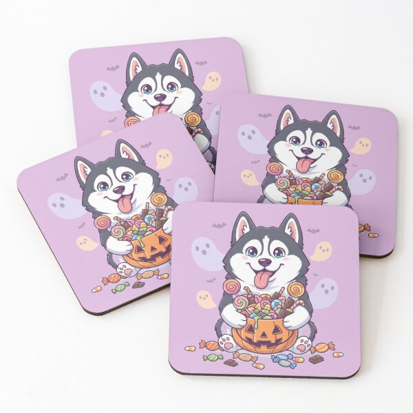 Item preview, Sweet Howl-o-Ween Husky – Cute Halloween Dog with Candy Pumpkin Design designed and sold by Inkmatic Studio.
