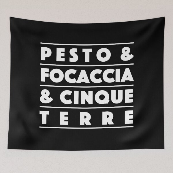 Item preview, Pesto & Focaccia & Cinque Terre – Italian Coastal Vibes Typography Design (white) designed and sold by didijuca.