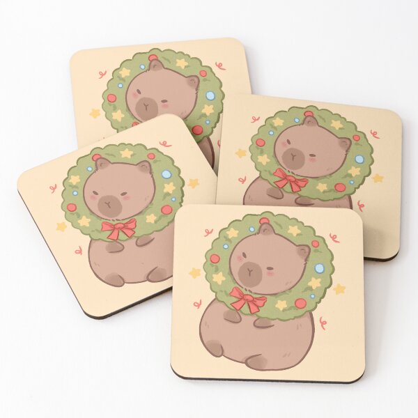 Item preview, Christmas Capybara with Wreath designed and sold by Peach Frog.