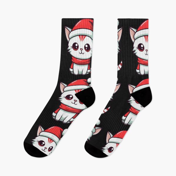 Artikelvorschau, Kawaii Weihnachtskatze mit Weihnachtsmütze und Schal entworfen und verkauft von cawtoon.