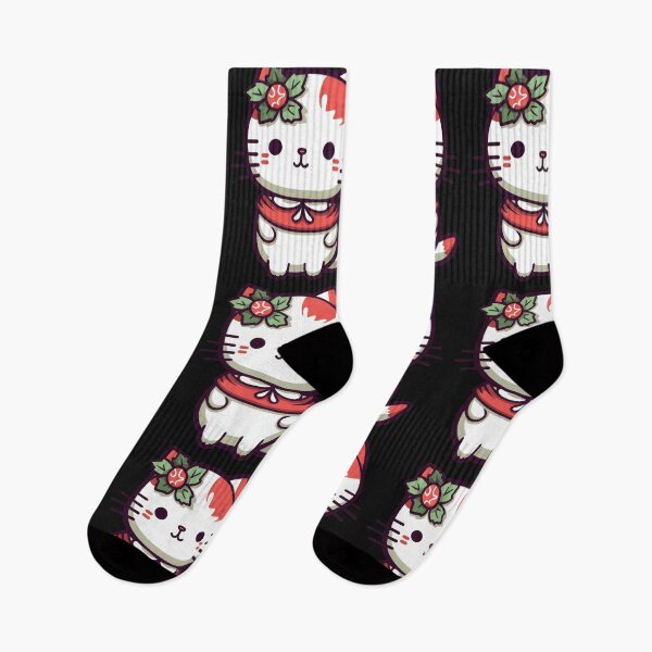 Artikelvorschau, Kawaii Weihnachtskatze mit Weihnachtsmütze und Schal entworfen und verkauft von cawtoon.