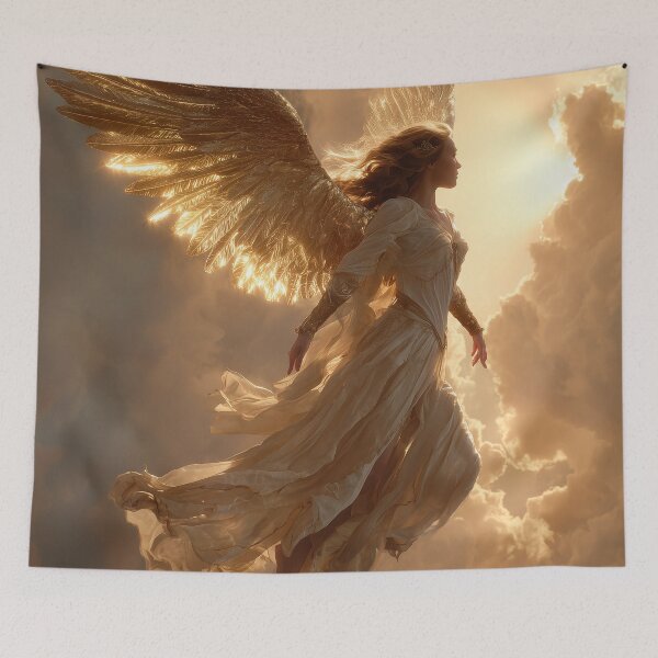 Item preview, Golden Angel with Wings in Sunlit Clouds designed and sold by ArgentoArt.