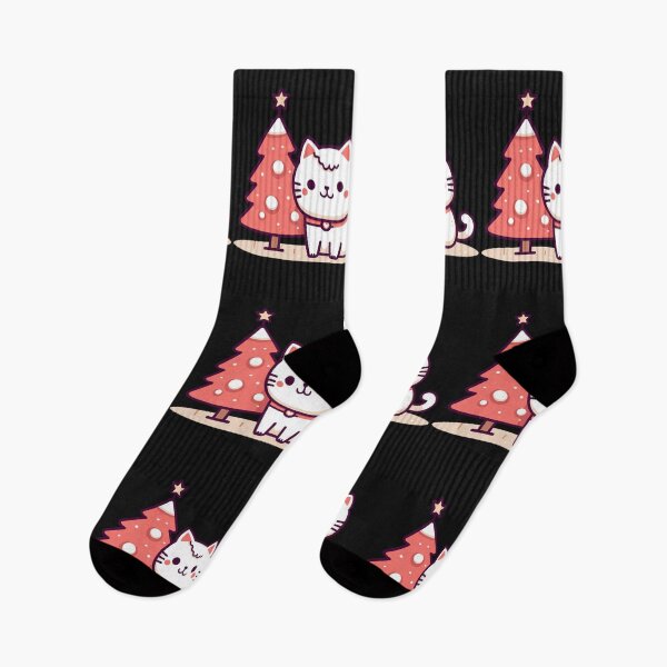Artikelvorschau, Kawaii Weihnachtskatze mit Weihnachtsmütze und Schal entworfen und verkauft von cawtoon.