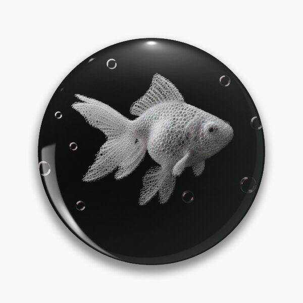 Item preview, Monochrome 3D Mesh Goldfish - Digital Art Wireframe Fish with Bubbles designed and sold by Caira-Design.
