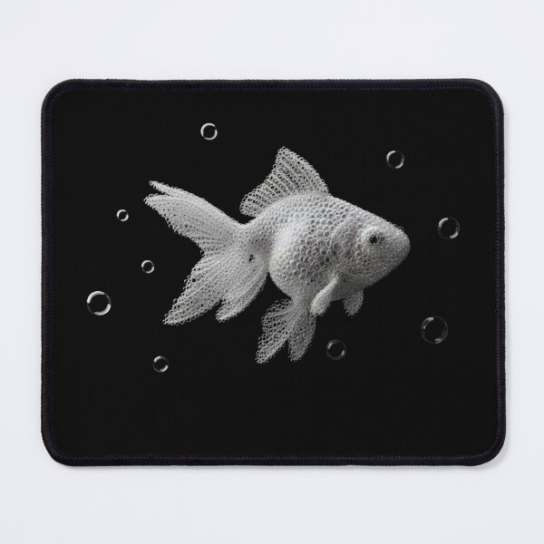 Item preview, Monochrome 3D Mesh Goldfish - Digital Art Wireframe Fish with Bubbles designed and sold by Caira-Design.