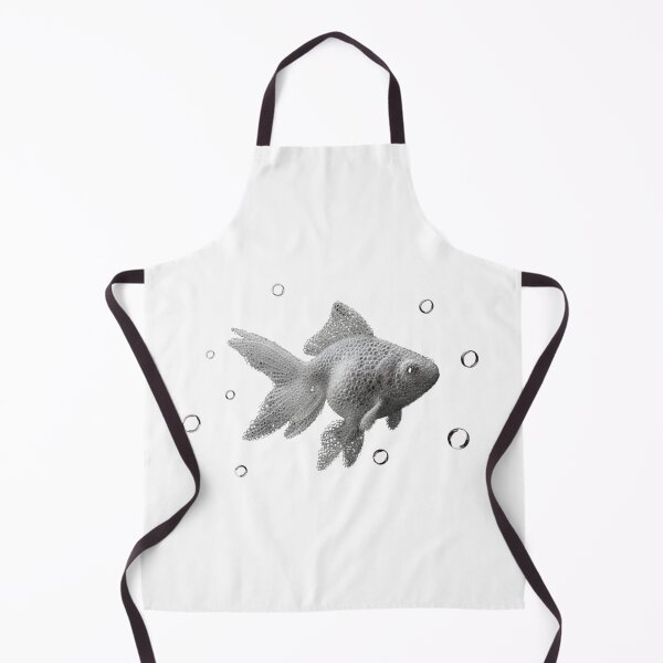 Item preview, Monochrome 3D Mesh Goldfish - Digital Art Wireframe Fish with Bubbles designed and sold by Caira-Design.