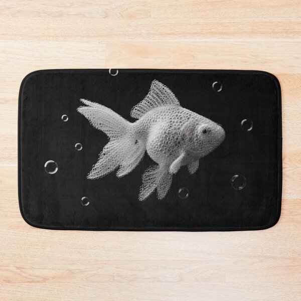 Item preview, Monochrome 3D Mesh Goldfish - Digital Art Wireframe Fish with Bubbles designed and sold by Caira-Design.