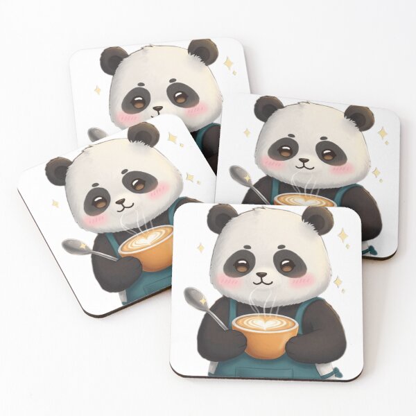 Item preview, Panda Kawaii Barista Coffee - Latte Art Heart - Cute Coffee Shop Cartoon Design designed and sold by KountaDjo.