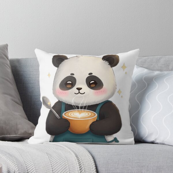 Item preview, Panda Kawaii Barista Coffee - Latte Art Heart - Cute Coffee Shop Cartoon Design designed and sold by KountaDjo.