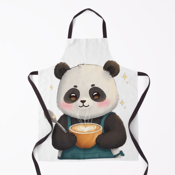 Item preview, Panda Kawaii Barista Coffee - Latte Art Heart - Cute Coffee Shop Cartoon Design designed and sold by KountaDjo.