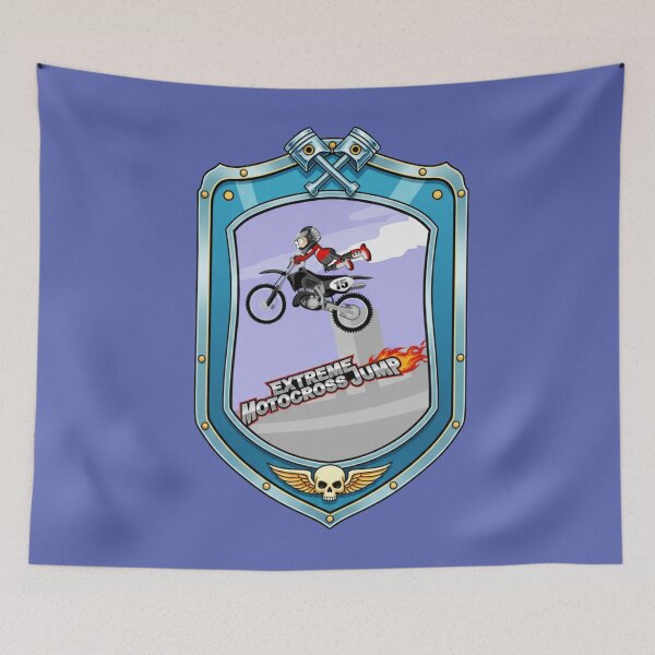 Item preview, Extreme Motocross Shield Jump Pilot Badge Skull Trophy Comic designed and sold by DibuHumor.