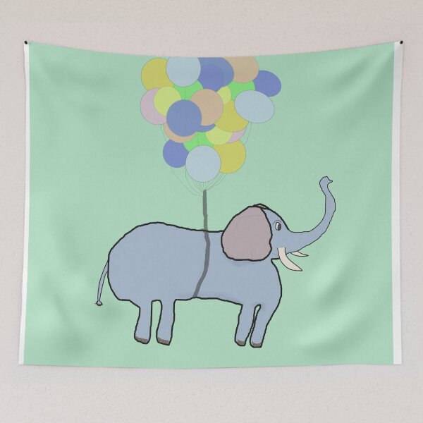 Item preview, Playful Elephant Carrying a Bright Balloon Bouquet High designed and sold by Beautiful art store.