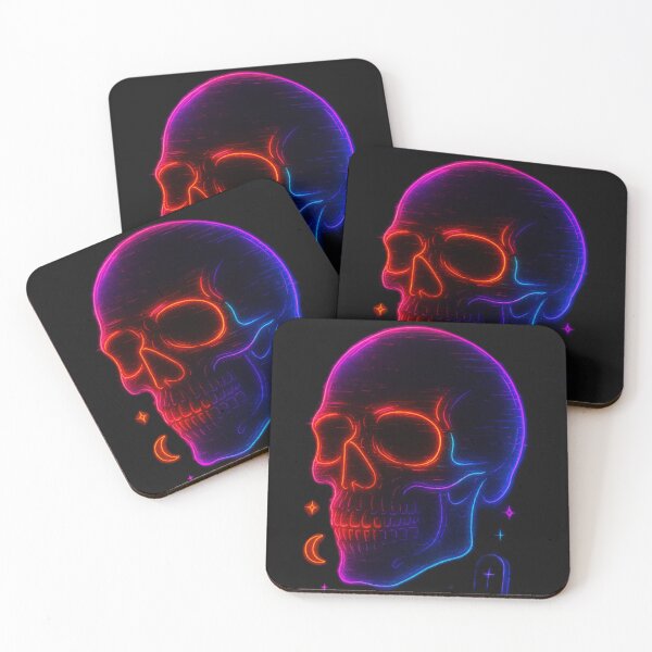 Item preview, “Neon Skull in Midnight Fog” – Glitch  Halloween Horror Glow Design designed and sold by Vibepop.store.