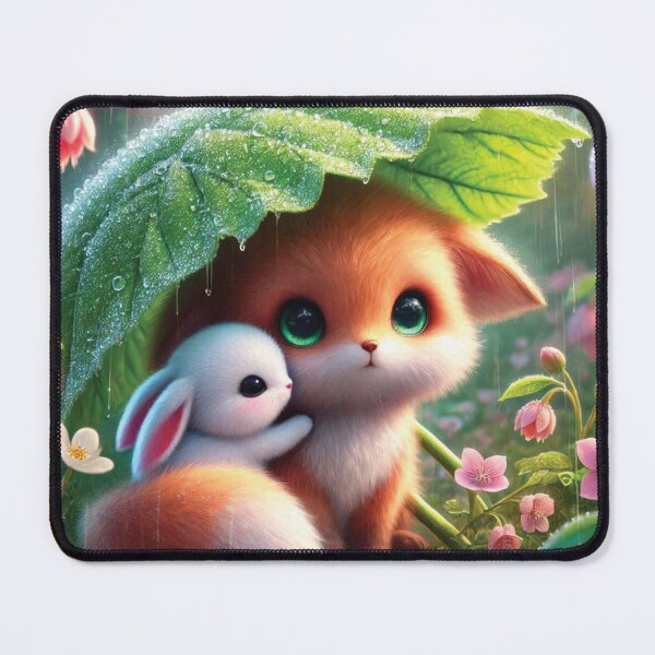 Item preview, Fox and Bunny Hugging in the Rain designed and sold by iaharve.