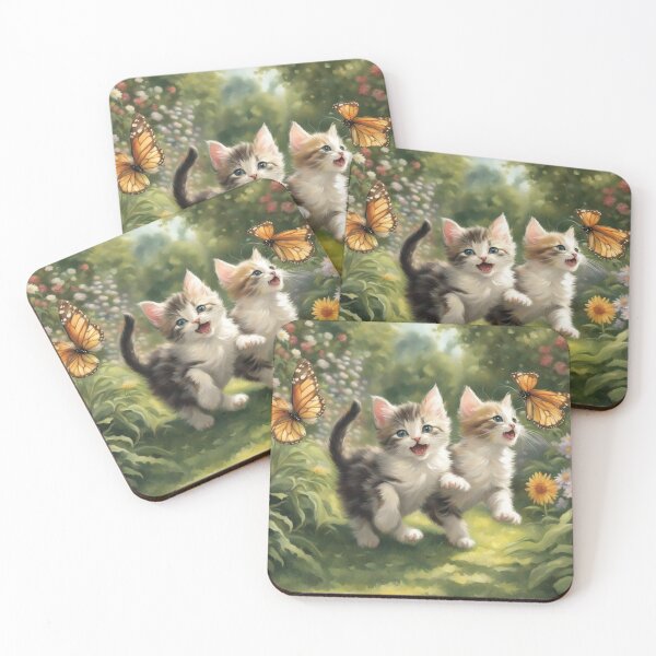 Item preview, The Joy of the Chase: Kittens and Butterflies designed and sold by iaharve.