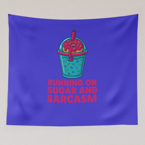 Item preview, Running on Sugar and Sarcasm — Funny Donut Slushy Aesthetic Design designed and sold by FluffyCreative.