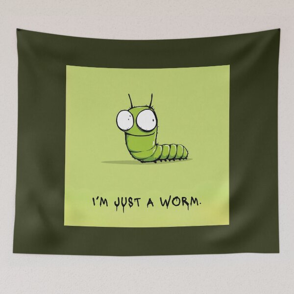 Item preview, I'm just a worm, green bug, green artwork designed and sold by silent-violin.