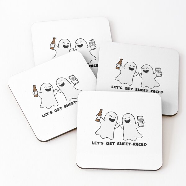Item preview, Sheet Faced | Funny Drunk Ghosts Halloween Sticker designed and sold by coastalquillco.