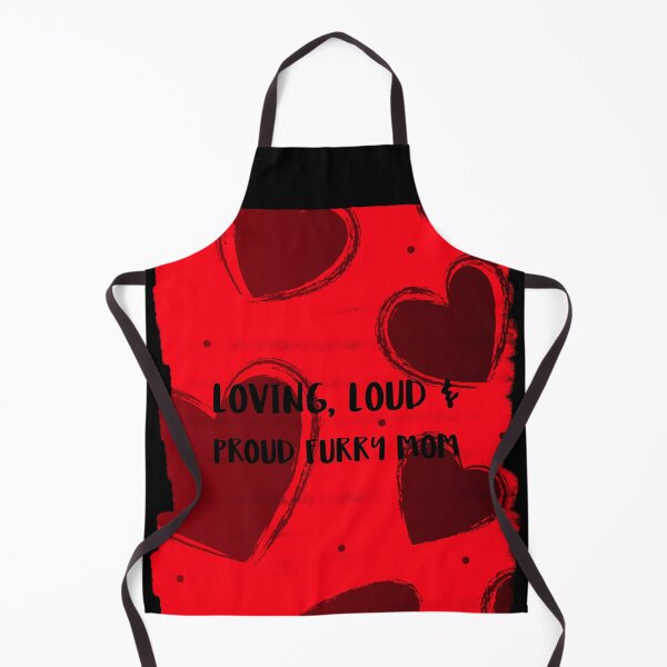 Item preview, Loving, loud & proud furry mom with red background & hearts and dot patterns designed and sold by RoxyCox.