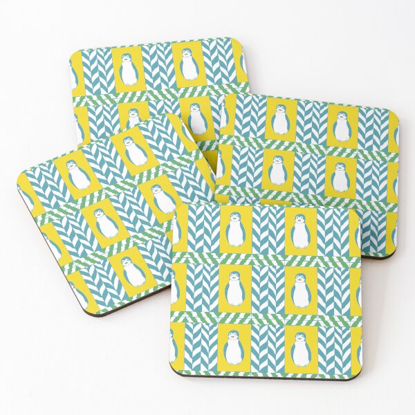 Item preview, Children's novelty shapes with penguin and herringbone pattern on white background. designed and sold by RosebudTextilesArt.