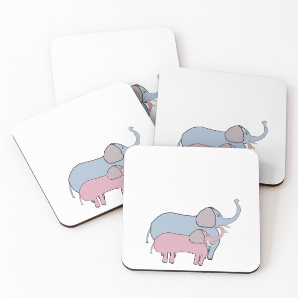 Item preview, Blue and Pink Elephant Family Illustration designed and sold by Beautiful art store.
