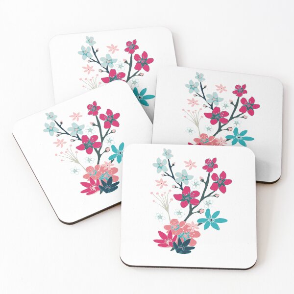 Item preview, Colorful blossoming budding flowers seamless pattern white print designed and sold by RosebudTextilesArt.