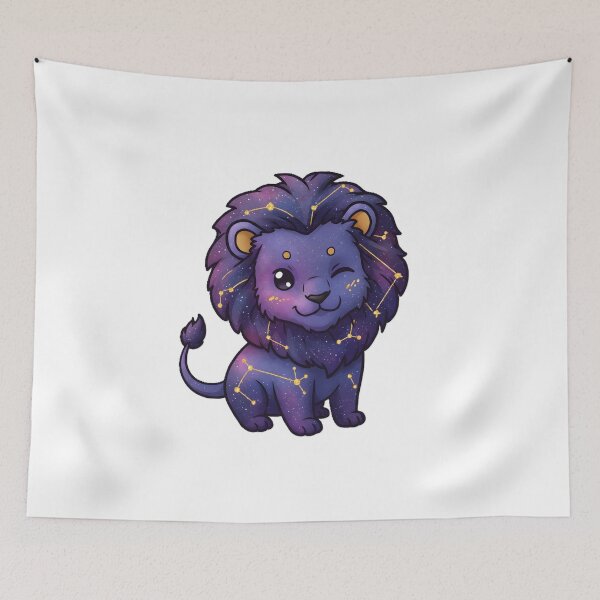 Item preview, Cosmic Leo Lion with Regulus Star Mane - Blue Purple Galaxy Kawaii Design designed and sold by Dynamic-Design.
