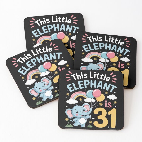 Item preview, Elephant 31st Birthday Jungle Party Clouds Zoo Lover Rainbow designed and sold by tabdejinti.