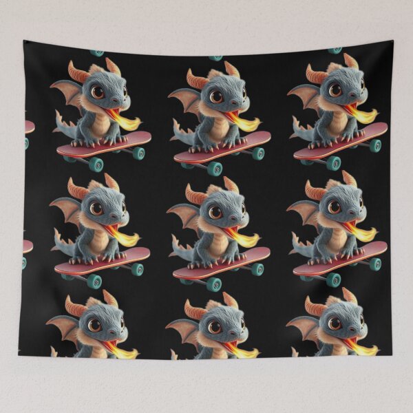 Item preview, Skateboarding Baby Gray Dragon Breathing Fire designed and sold by Jeff's Good Mojo Dojo.