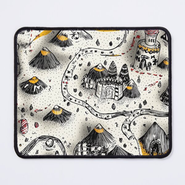 Item preview, Fantasy Adventure Map Pattern – Hand-Drawn Volcanoes & Castles designed and sold by PaintbrushPlace.