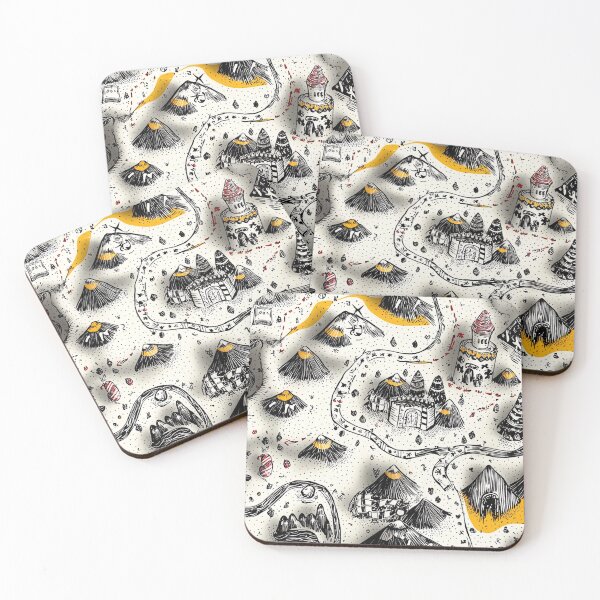 Item preview, Fantasy Adventure Map Pattern – Hand-Drawn Volcanoes & Castles designed and sold by PaintbrushPlace.
