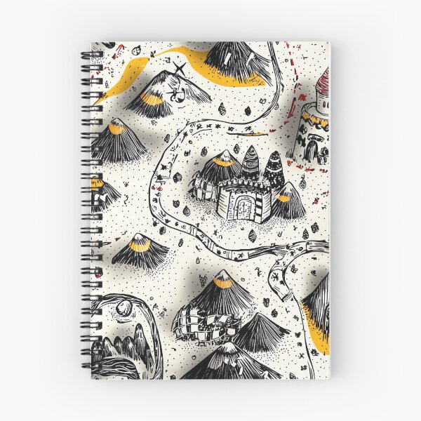 Item preview, Fantasy Adventure Map Pattern – Hand-Drawn Volcanoes & Castles designed and sold by PaintbrushPlace.