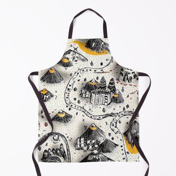 Item preview, Fantasy Adventure Map Pattern – Hand-Drawn Volcanoes & Castles designed and sold by PaintbrushPlace.