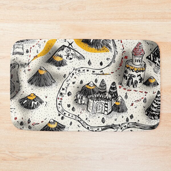 Item preview, Fantasy Adventure Map Pattern – Hand-Drawn Volcanoes & Castles designed and sold by PaintbrushPlace.