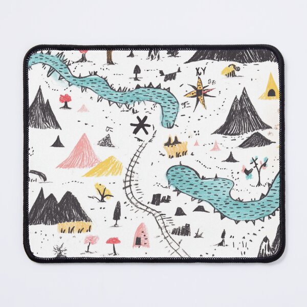 Item preview, Whimsical Kids Fantasy Map – Crayon Mountains, Rivers & Trails designed and sold by PaintbrushPlace.