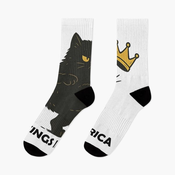 Item preview, No Kings In America - Funny Grumpy Black Cat Kicking Crown designed and sold by GalenoHenley.