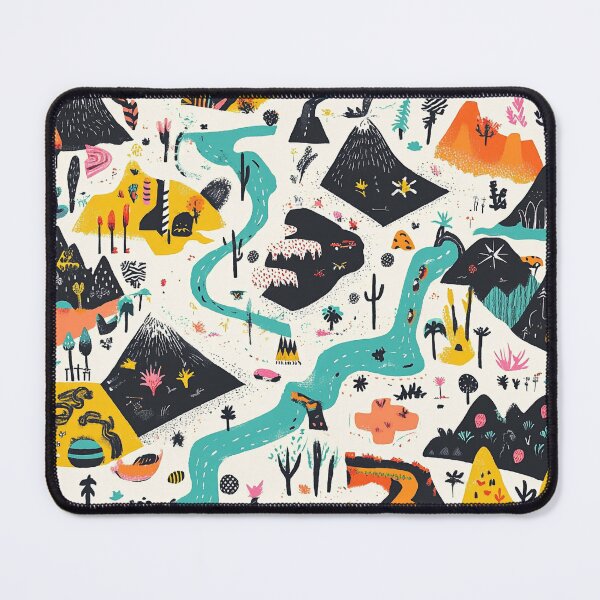 Item preview, Colorful Fantasy Map Illustration – Abstract Mountains, Rivers & Forests designed and sold by PaintbrushPlace.