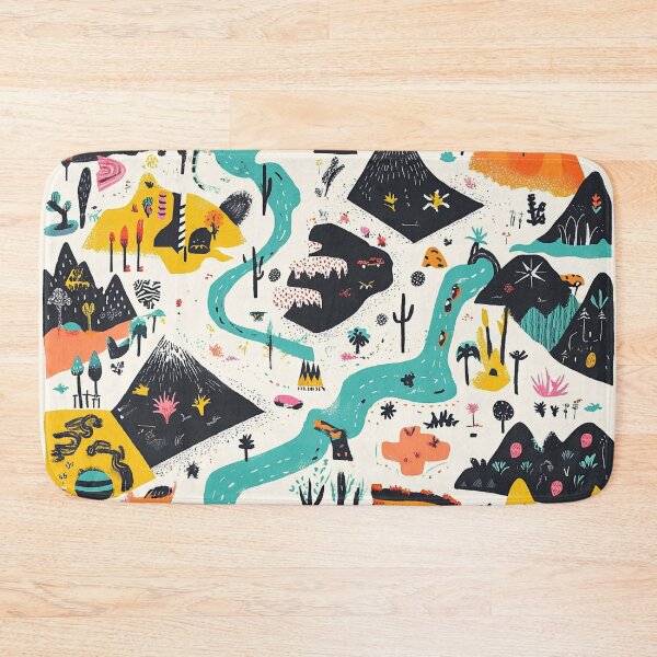 Item preview, Colorful Fantasy Map Illustration – Abstract Mountains, Rivers & Forests designed and sold by PaintbrushPlace.