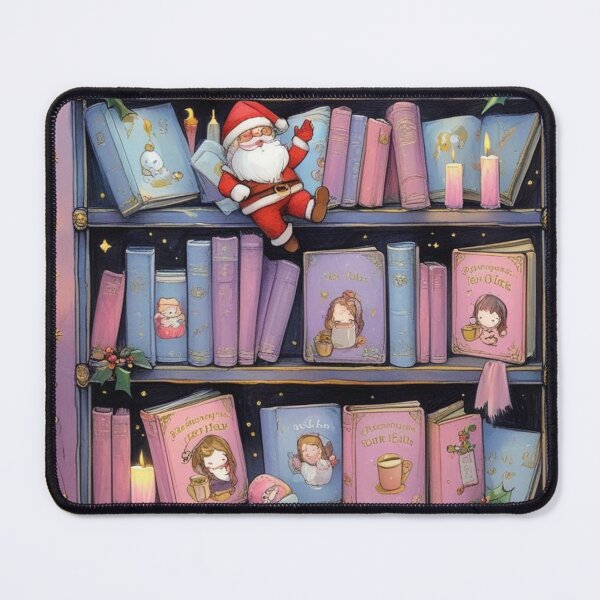 Item preview, Santa Cake Christmas among Books and Poinsettias designed and sold by BriSher.