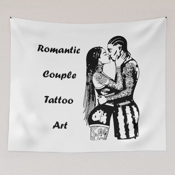 Item preview, Romantic Couple Tattoo Art designed and sold by LoveMatchShop.