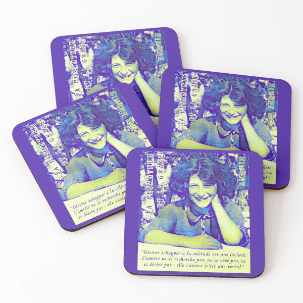 Item preview, Simone Weil quote: Désirer échapper à la solitude est une lâcheté. L'amitié ne se recherche pas, ne se rêve pas, ne se désire pas ; elle s'exerce (c'est une vertu). designed and sold by artbleed.