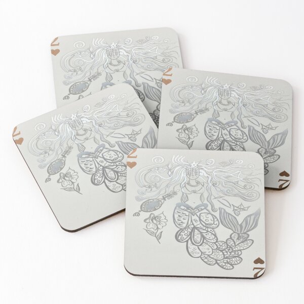 Item preview, Two of Hearts – Silver Mermaid Card Art designed and sold by Ateliê dos Naipes .